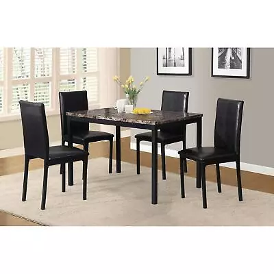 Dining Room Dinette Set Kitchen Table And Chairs 5-PC Faux Marble Vinyl Leather • $283.38