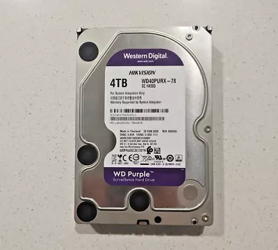 Western Digital Purple 4TB Internal 3.5  Surveillance HDD Hard Drive (WD40PURX) • $125