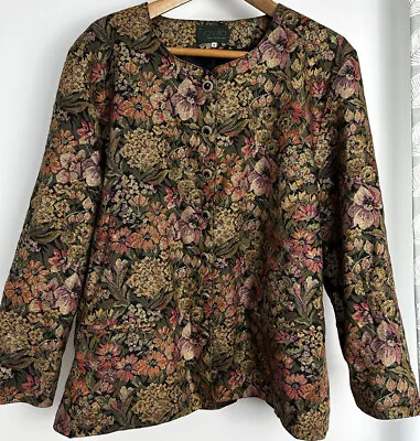 Fiorella Made In England  Womens Blazer Jacket Floral Print Coat Tapestry UK 18 • £28.59