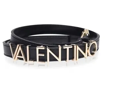 Valentino Emma Womens Black Leather Belt Uk 110 Medium New With Defect Missing V • £16.99