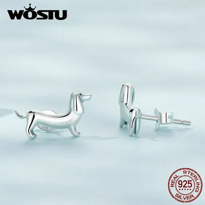 Wostu 925 Sterling Silver Animal Dog Dachshund Studs Earrings Women Gift Party • $3.99