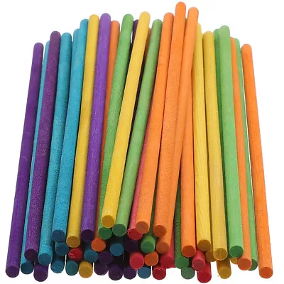 Children Wooden Craft Colorful 50pcs Bamboo Dowels Hardwood Dowel Sticks • £9.19