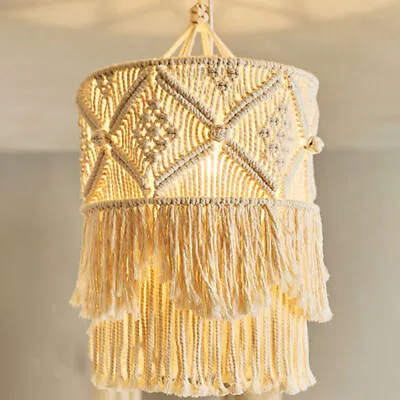 Handwoven Macrame Pendant Lamp   Bedroom Decors For Light Lampshade • £21.79