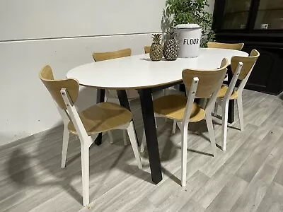 Ikea Oval Dining Table And 6 NORDMYRA Chairs Excellent Condition • £495