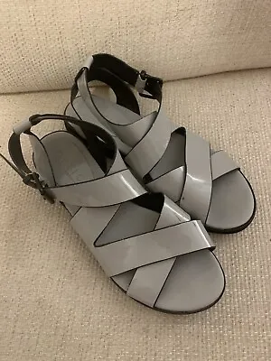 £12.99 • Buy Womens Office London Uk 6 Eu 39 Grey Faux Patent Summer Flat Gladiator Sandals