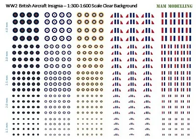 1:300/1:600 WW2 RAF British Scale Decals • £8