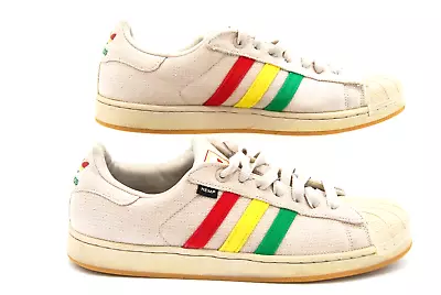 Adidas HEMP Original Superstar Shoes Men Size 12 US RASTA WHITE Red Green Yellow • $89.99