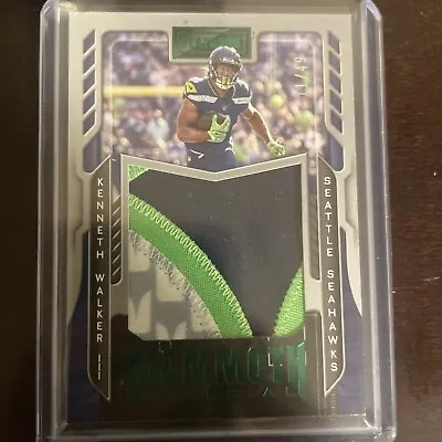 2022 Playbook Kenneth Walker Mammoth Material GREEN 11/49 3-Color Patch JERSEY # • $20