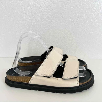 $31.98 • Buy Zara Double Strap Slide Sandal Cream Black Slip On Shoes Womens Size 38 US 7.5
