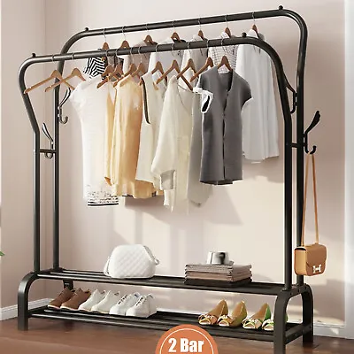 Heavy Duty Clothing Garment Rack Clothes Organizer Double Rails Hanging Stand US • $37.99