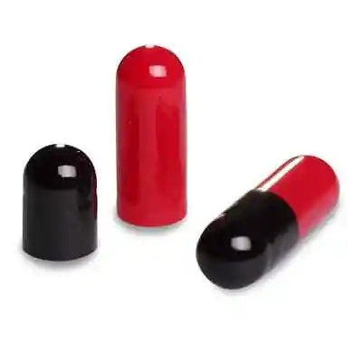 Empty Hard Gelatin Capsule Size 0 Black/Red X 1000 Kosher & Halal  Separated  • $31.50