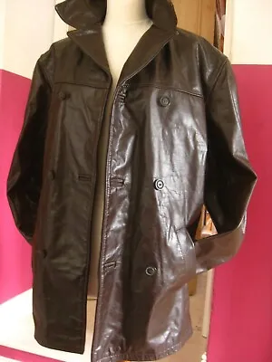 NEXT Real LEATHER JACKET 40 42 44 BLAZER OVER COAT Med Double Breasted Quality • $155.63