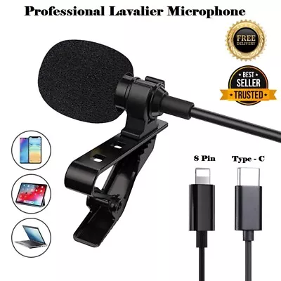 Lavalier Clip-on Lapel Mic Microphone Type-C For IPhone Samsung Mobile Recording • £8.49