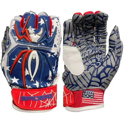 Spiderz 2022 Hybrid Baseball/Softball Batting Gloves - USA Flag - Large • $34.99