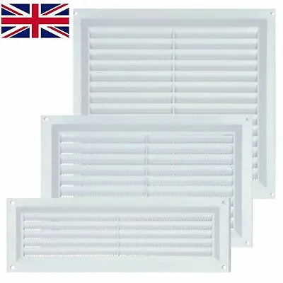 WHITE LOUVRE AIR VENTS Small/Large Ventilation Ducting Brick Wall Grille Cover • £4.85