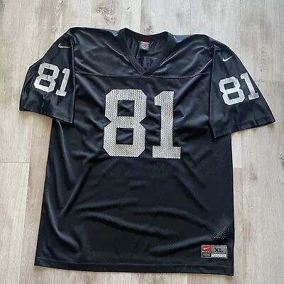 Vintage Tim Brown #81 Team Nike Jersey Oakland Raiders NFL Black - Mens Size XL • $35.96