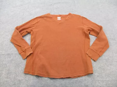 Duluth Shirt Mens Extra Large Orange V Neck Long Sleeve Thermal Adult Work • $15.27
