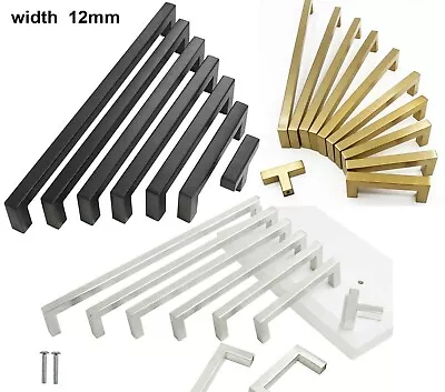 Stainless Steel Kitchen Square Cabinet Handles Black Nickel Gold Drawer Pulls • $4.99