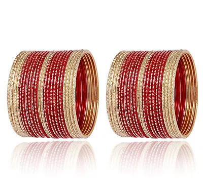 Indian Bollywood Plain Metal Color 44Pc Bangles Set Ethnic Fashion Women Jewelry • $14.49