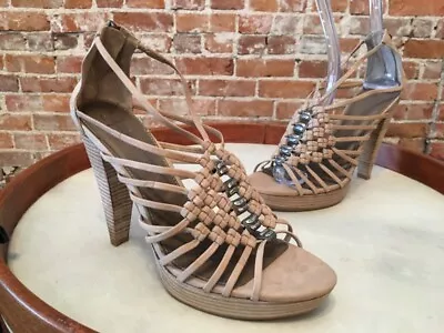 B Makowsky Anna Khaki Strappy Platform High Heel Sandals New • $24.95