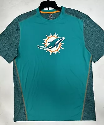 NEW  Majestic Large Men’s Miami Dolphins Aqua Team NFL Jersey Dri Fit Shirt • $19.99