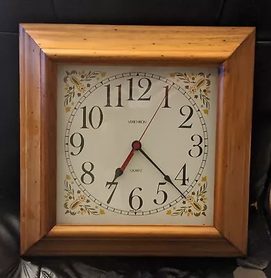 VTG Verichron Square Wood 14.5” Quartz Wall Clock Model Harris & Mallow Japan • $20