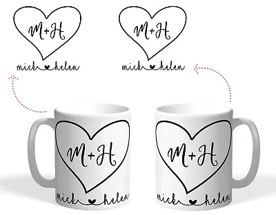 Personalised Printed Mug Valentines Day Gift Love Names Heart Wife Husband Gift • £8.99