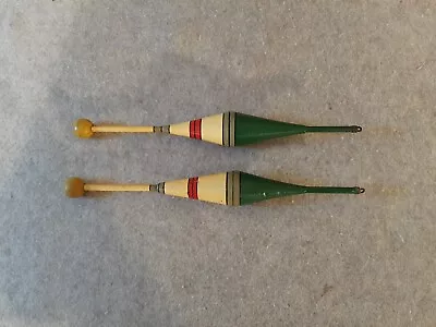 Vintage Pair Wooden IDEAL Fishing Bobbers 12 Inch With Original Paint • $200