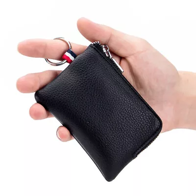 Men Women Leather Coin Purse Wallet Mini Keyrings Card Holder Change Pouch US • $6.98