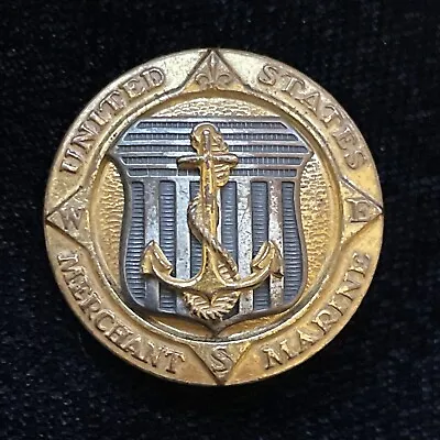 Wwii U.s. Merchant Marine Service Emblem Insignia Badge Sterling Ae Utica Ny F2 • $59.99