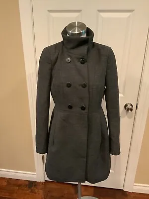 Zara Trafaluc Dark Gray Double Breasted Coat Size Medium • $35.44