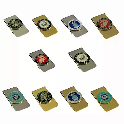 Military Metal Money Clip Gold Or Chrome Army Navy Marine Air Force Coast Guard • $9.95