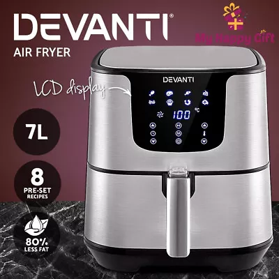 Devanti Air Fryer 7L LCD Fryers Oil Free Oven Airfryer Kitchen Healthy Cooker • $98.45