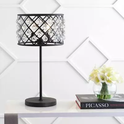 JONATHAN Y Table Lamp 22.5  Tiffany Metal/Crystal LED Cotton Oil Rubbed Bronze • $113.11