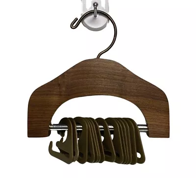 MCM Vtg Wooden Neck Tie Rack Holder Hanger Chicago 14 Plastic Hanger Tabs • $9.87