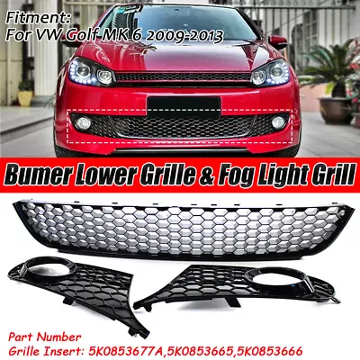 Honeycomb Lower Bumper Mesh Grille Fog Light Grill For VW Golf/Jetta MK6 2010-13 • $61.65