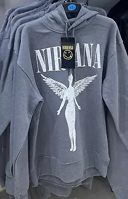 Nirvana Oversized Grey Logo Men's Drawstring Hoodie XS-2XL • £29.99