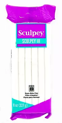 Sculpey III White Polymer Oven Bake Clay 8oz Block • $12.49