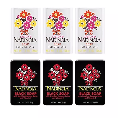 Nadinola Black Soap & Deluxe Soap For Oily Skin Set 3oz Each Bar - 6 Pack • $39.99