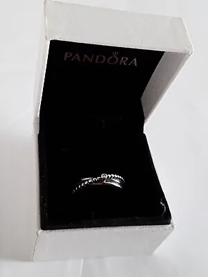 Pandora Silver14ct Gold + Diamond Plain + Bubble Rising Star Ring  Size 58   • £50