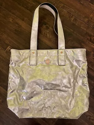 Lululemon Silver Metallic Tote Bag Lined Interior Pocket Polyester • $20