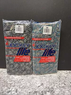 Vtg Jockey Life Pattern Tapered Boxers 1990 Size 36 New In Sealed Package 2 Pack • $32