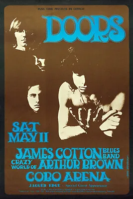 Doors James Cotton Blues Band Crazy World Of Arthur Brown Concert Poster 12 X18  • $14.95