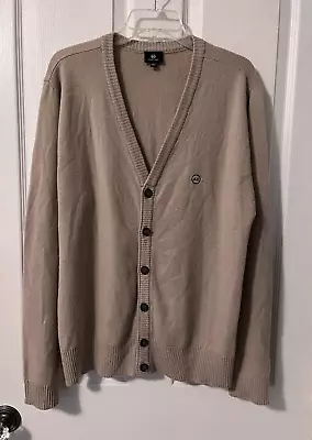 AG Goldschmied  Men's Cashmere Cardigan Sweater Sz L Tan Wool V Neck • $33.99