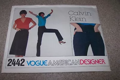 VOGUE AMERICAN DESIGNER #2442 Calvin Klein Size 14 Misses Jeans & Skirt - FF • $14.75