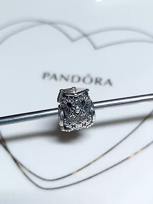 Genuine Pandora Silver Blue Eye Sparkly Graduation Owl Clear Pavé Charm S925 ALE • £20