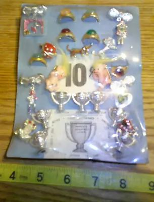 Original Vintage Display 10c Card Rings Pins Loving Cups  #jd420 • $25