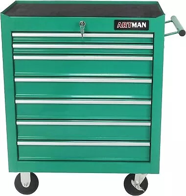 7 Drawer Rolling Tool Cabinet Tool Chest Tool Box Organizer Case W/Lock-Green • $219.99