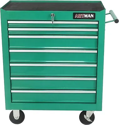 7-Drawer Tool Cart With WheelsPortable Rolling Storage Tool Chest Green • $225.99