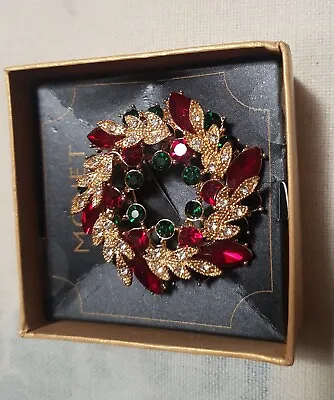 Monet Christmas Wreath Pin Brooch • $25